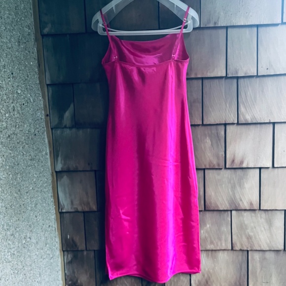 NWT Chelsea & Violet Hot Pink Sleeveless Cowl Neck Midi Slip Population Dress S - Picture 11 of 15